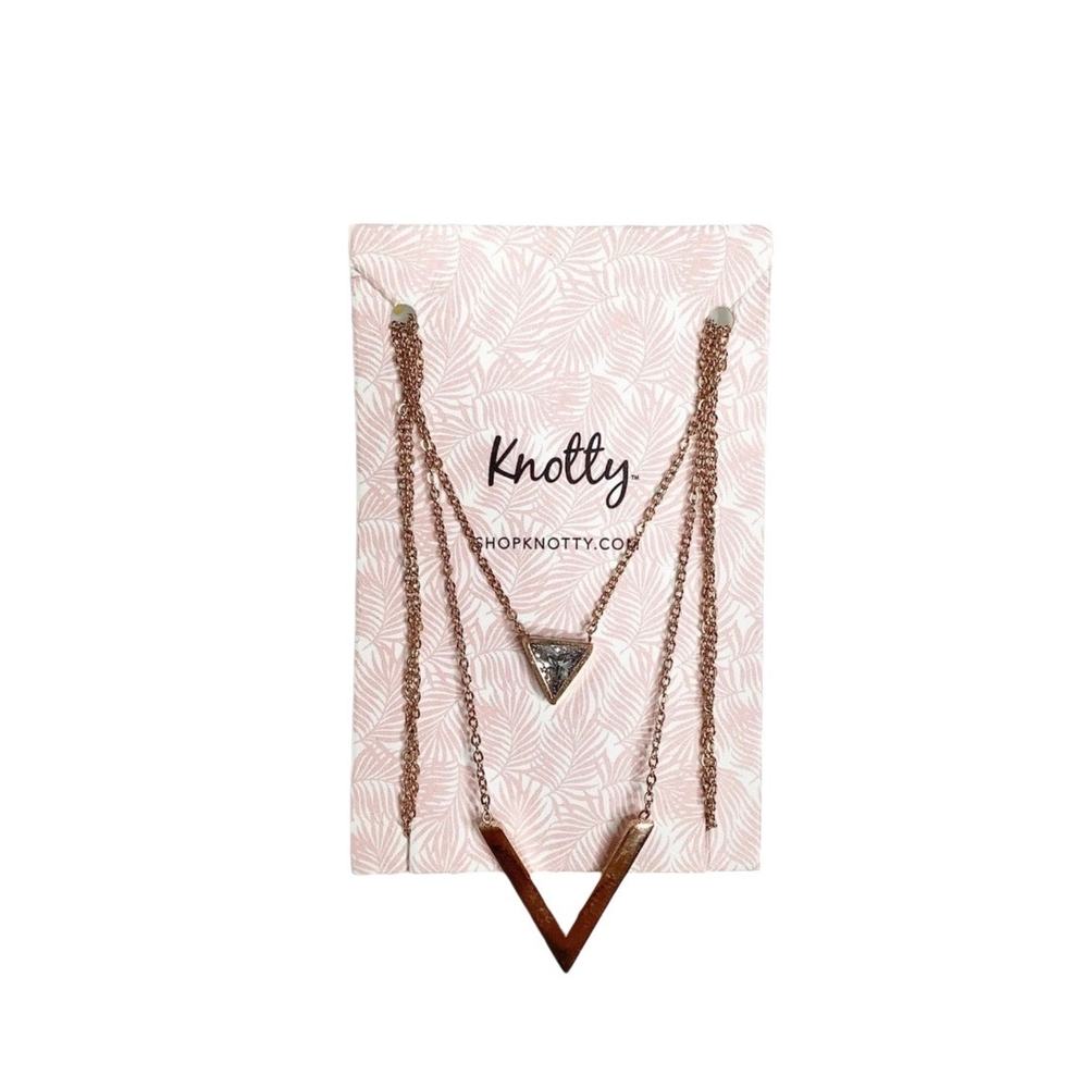 Knotty Rose Gold Double Strand Necklace New